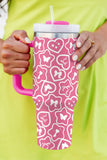 Rose Red Star Heart Shape Printed Thermos Cup with Handle