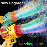 Bubble Gun Toys for Kids Electric Automatic Soap Rocket Bubbles Machine with LED Light Outdoor Wedding Party Toy Children Gifts