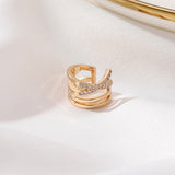 Gold Color Multi-layer Cross Clip Earrings for Women 1PC Simple C Ear Cuff Non-Piercing Ear Clip Fashion Jewelry