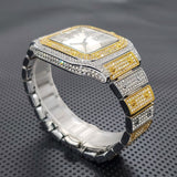 Luxury Square Watch For Men Fashion Shiny Hip Hop Diamond Wristwatch Stylish Ice Out Waterproof Unltra Thin Watch
