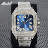 Luxury Square Watch For Men Fashion Shiny Hip Hop Diamond Wristwatch Stylish Ice Out Waterproof Unltra Thin Watch